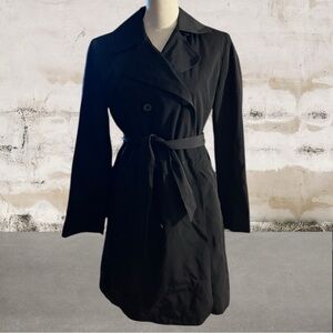 London Fog Towne Collection Women's Black Double-Breasted Trench Coat Medium